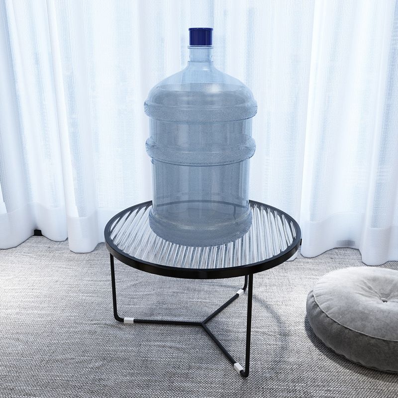 11.8" H Cross Legs Coffee Table Round Clear Glass Cocktail Table Clearhalo 'Coffee & Accent Tables' 'Coffee Tables' 'coffee_tables' 'furn' 'furn_coffee_tables' 'Furniture' 'Living Room Furniture' 1200x1200_dbdd5cd2-57b8-417c-8898-1dfc14708eb6