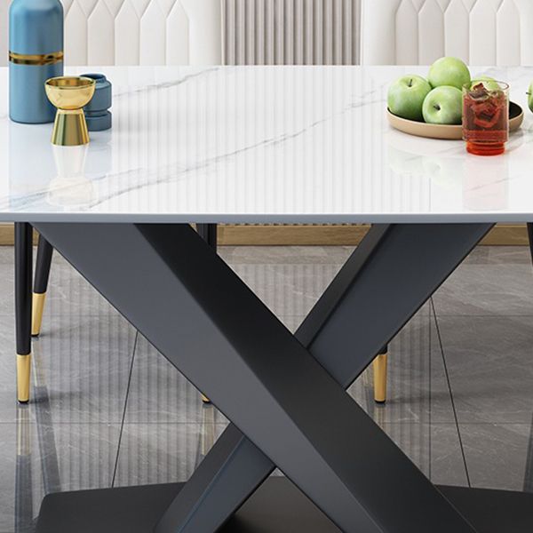 Industrial Dining Room Table Stone Rectangle Dinette Table for Dining Room Clearhalo 'Dining Tables & Seating' 'Dining Tables' 'dining_table' 'furn' 'furn_dining_table' 'Furniture' 'Kitchen & Dining Furniture' 1200x1200_dbdeac1a-6544-445e-9556-a4cd1643b720