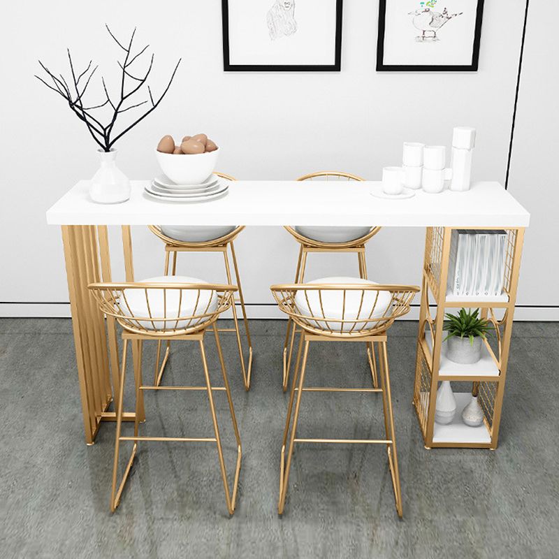 Glam 1/2/3/5 Pieces Bar Table Set Rectangle Bar Table with Metal High Stools for Kitchen Clearhalo 'Bar Furniture' 'furn' 'furn_home_bar_bar_sets' 'Furniture' 'Home Bars & Bar Sets' 'home_bar_bar_sets' 'Kitchen & Dining Furniture' 1200x1200_dbdfe923-2443-41d3-8e85-4a15318e5608