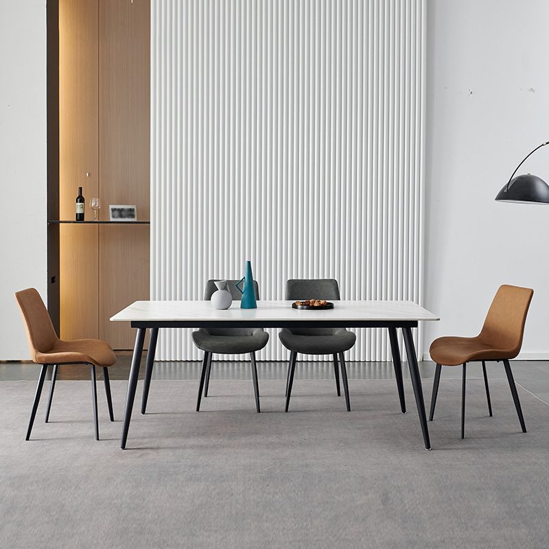 Stone Top Dining Table Traditional Luxury Table with 4 Black Legs Clearhalo 'Dining Tables & Seating' 'Dining Tables' 'dining_table' 'furn' 'furn_dining_table' 'Furniture' 'furniture_dining_table' 'Kitchen & Dining Furniture' 'kitchen' 'kitchen_dining_table' 1200x1200_dbe46f80-bdb3-4774-aec6-17727bbc6994