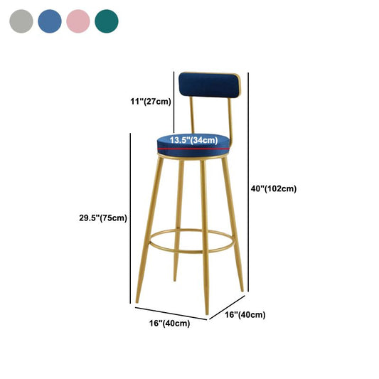 Nordic Armless Rückenlehne Counterhocker Iron Cassier Bar Stuhl mit Samtkissen