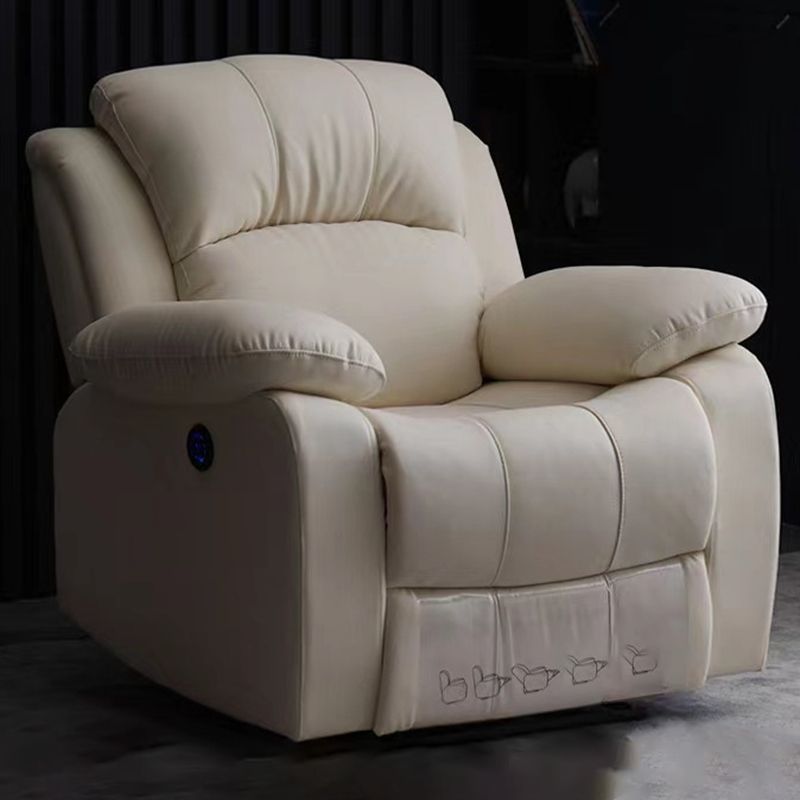 Solid Color Leather Standard Recliner Wood Frame Manual-Handle Recliner Chair Clearhalo 'Chairs & Seating' 'furn' 'furn_recliners' 'Furniture' 'Living Room Furniture' 'Recliners' 1200x1200_dbe60e64-c518-4a58-8268-d651eef43109