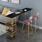 Mesa de comedor de barra de mármol de imitación, mesa de pub con altura de barra rectangular glamorosa y 3 estantes