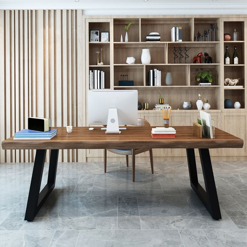 Pine Wood Top Dining Table Industrial Rectangle Table with Sled Base Clearhalo 'Dining Tables & Seating' 'Dining Tables' 'dining_table' 'furn' 'furn_dining_table' 'Furniture' 'Kitchen & Dining Furniture' 1200x1200_dbeb945f-c742-4966-837c-de3d213bb483