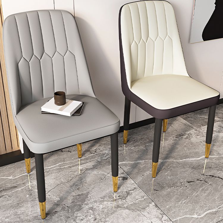 Modern Backrest Armless Cushion Chair with Metal Legs for Dining Room Clearhalo 'Dining Chairs' 'Dining Tables & Seating' 'dining_chair' 'furn' 'furn_dining_chair' 'Furniture' 'Kitchen & Dining Furniture' 1200x1200_dbebb5d9-3dbb-42b3-9860-116204b4ae78