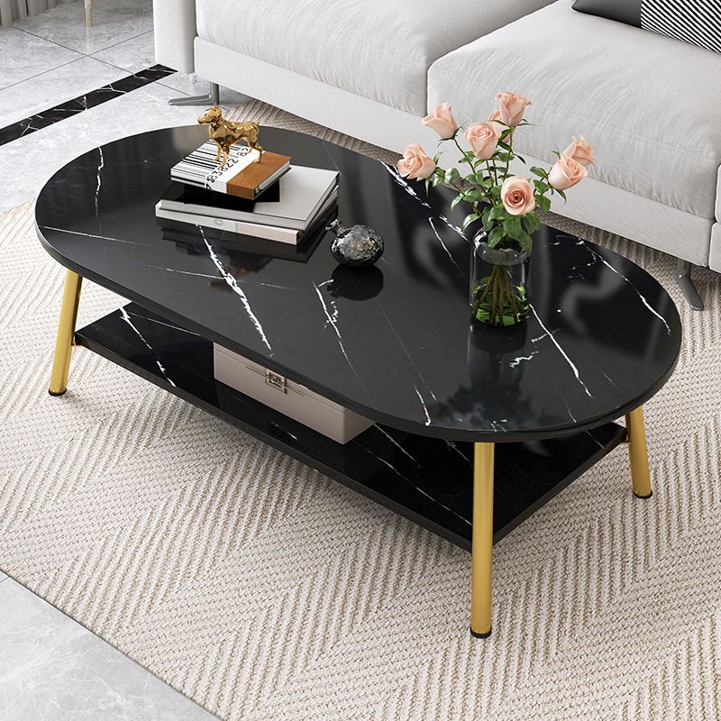 Oval/Round Storage Coffee Table Contemporary 4 Legs Cocktail Table for Home Clearhalo 'Coffee & Accent Tables' 'Coffee Tables' 'coffee_tables' 'Furniture' 'furniture_coffee_tables' 'Living Room Furniture' 1200x1200_dbebf554-7c42-46e1-8cb0-d70b4fad46a9