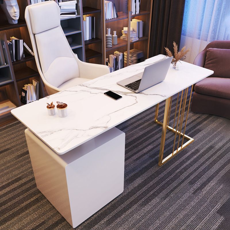 Bureau d'écriture blanc piédestal 23,6 "bureau rectangulaire de large pour la maison