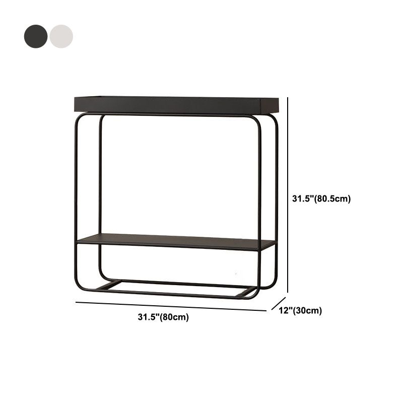 Rectangle Tray Top Side Table 31.5" Tall Iron Frame End Table with Shelf