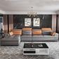 Gray Genuine Leather Sectional Sofa with Storage Bag Adjustable Sofa