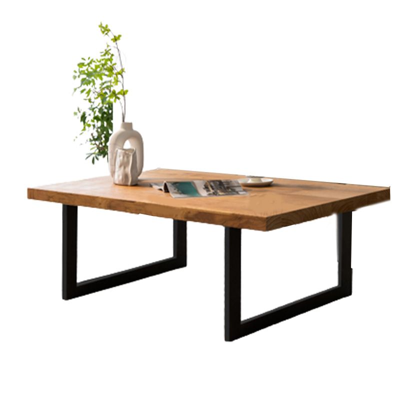 Solid Wood Coffee Table Trestle Medium Wood Coffee Cocktail Table Clearhalo 'Coffee & Accent Tables' 'Coffee Tables' 'coffee_tables' 'furn' 'furn_coffee_tables' 'Furniture' 'Living Room Furniture' 1200x1200_dbeed1c9-748c-43c1-9684-a10a34cf5bae