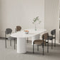 Metal Double Pedestal Table Modern Oval Dining Room Collection in White