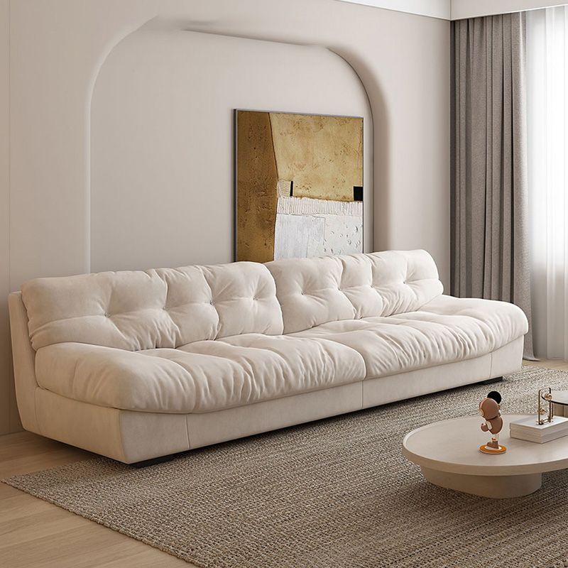 Contemporary White Sofa Faux Leather Armless Sofa with Loose Back Clearhalo 'furn' 'furn_sofas' 'Furniture' 'Living Room Furniture' 'Sofa' 'sofas' 1200x1200_dbf0a8d9-f0ff-41e0-8301-9a2664d12bb3