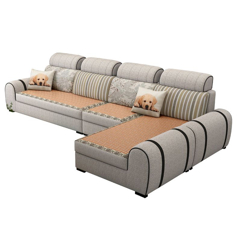 120.08"L x 70.87"W x 37.4"H Farmhouse Fabric Cushion Back Sectionals with Pillows Clearhalo 'furn' 'furn_sectionals' 'Furniture' 'furniture_sectionals' 'kitchen' 'kitchen_sectionals' 'Living Room Furniture' 'Sectionals' 1200x1200_dbf19c99-e09e-414e-a780-1b9eedab0c51