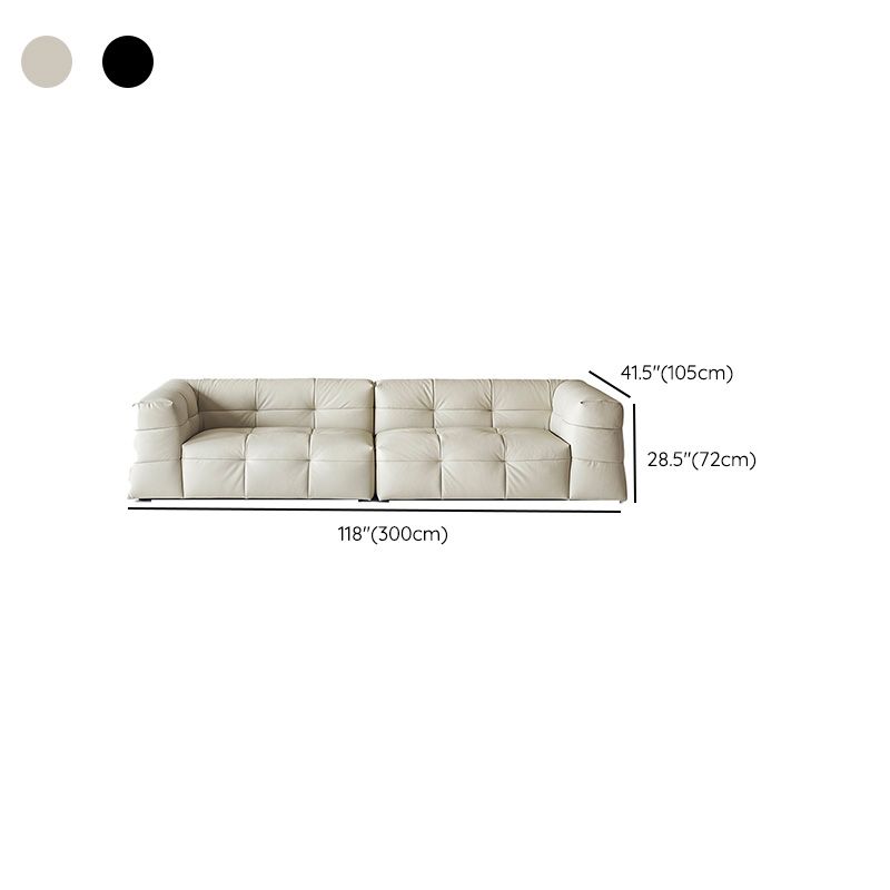 Sofá de brazo cuadrado de asiento de cuero contemporáneo para sala de estar