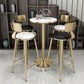 Glam Style Gold Iron Bar Table 19.6"W Top Marble Indoor Bistro Table with Pedestal Clearhalo 'Bar Furniture' 'Bar Tables' 'bar_tables' 'furn' 'furn_bar_tables' 'Furniture' 'furniture_bar_tables' 'Kitchen & Dining Furniture' 'kitchen&dining_furn' 'kitchen' 1200x1200_dbf304a8-2dd6-43e4-b5db-6885e987c2d2