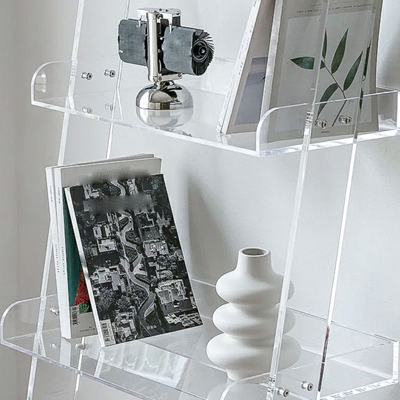 Contemporary Open Back Ladder Bookshelf Acrylic Bookcase with Shelves Clearhalo 'Bookcases' 'furn' 'furn_bookcases' 'Furniture' 'Office Furniture' 1200x1200_dbf4a442-aa18-4816-b129-2bb3e6818364