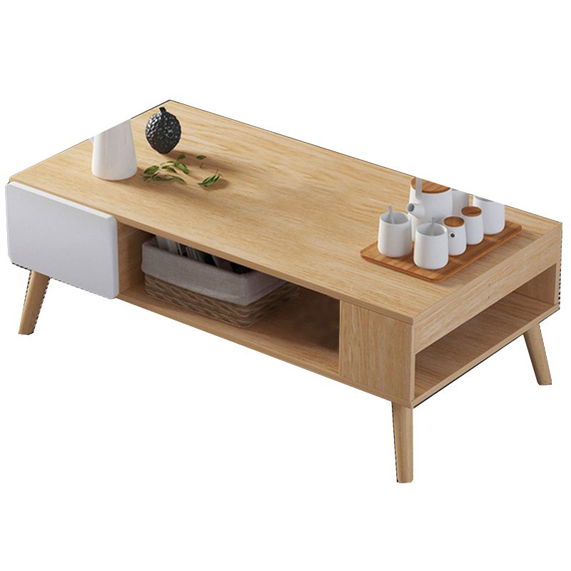Modern Rectangle Wooden Coffee Table 4 Legs Cocktail Table with Storage Clearhalo 'Coffee & Accent Tables' 'Coffee Tables' 'coffee_tables' 'furn' 'furn_coffee_tables' 'Furniture' 'Living Room Furniture' 1200x1200_dbf51bad-7ff8-46e2-abf3-31b333f031e7