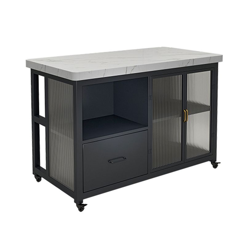 Tavolo di preparazione in marmo con tavolo dell'isola rettangolo di stoccaggio per camera da cucina