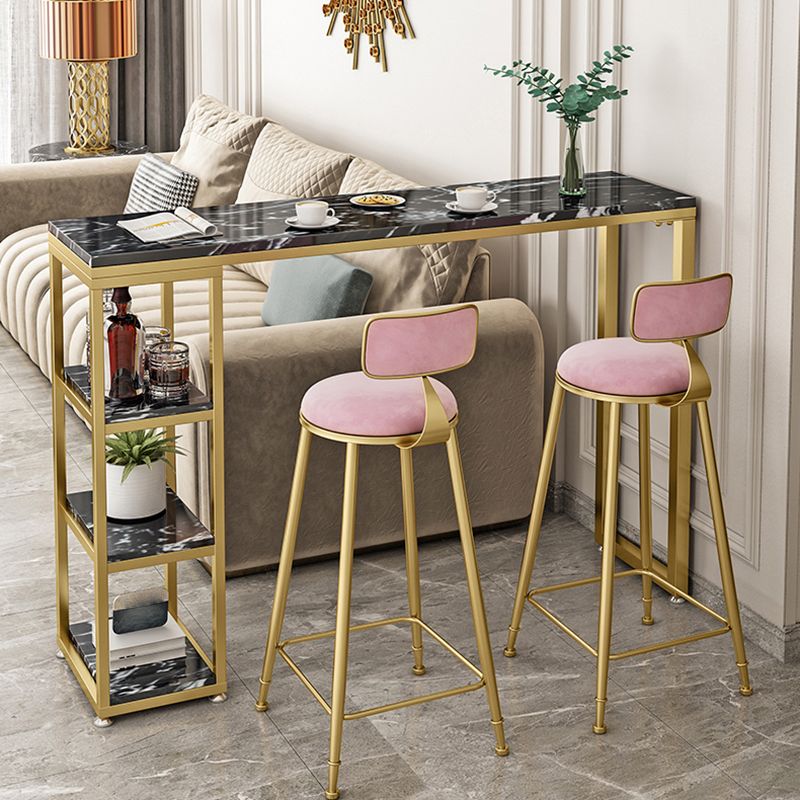 Stone Bar Dining Table Glam Style Rectangle Bar Table with Double Pedestal for Balcony Clearhalo 'Bar Furniture' 'Bar Tables' 'bar_tables' 'furn' 'furn_bar_tables' 'Furniture' 'Kitchen & Dining Furniture' 1200x1200_dbf6ab0b-b1de-4aa0-8de9-1856dc315762