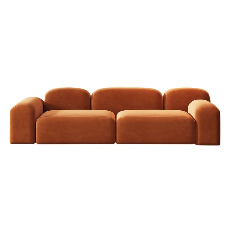 Sofá de brazo redondo Sofá estándar de lana contemporánea en acabado naranja