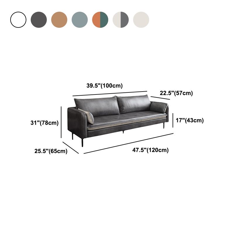Sofá de brazo cuadrado de cuero moderno de 30,7 "H Mid Century para sala de estar para sala de estar