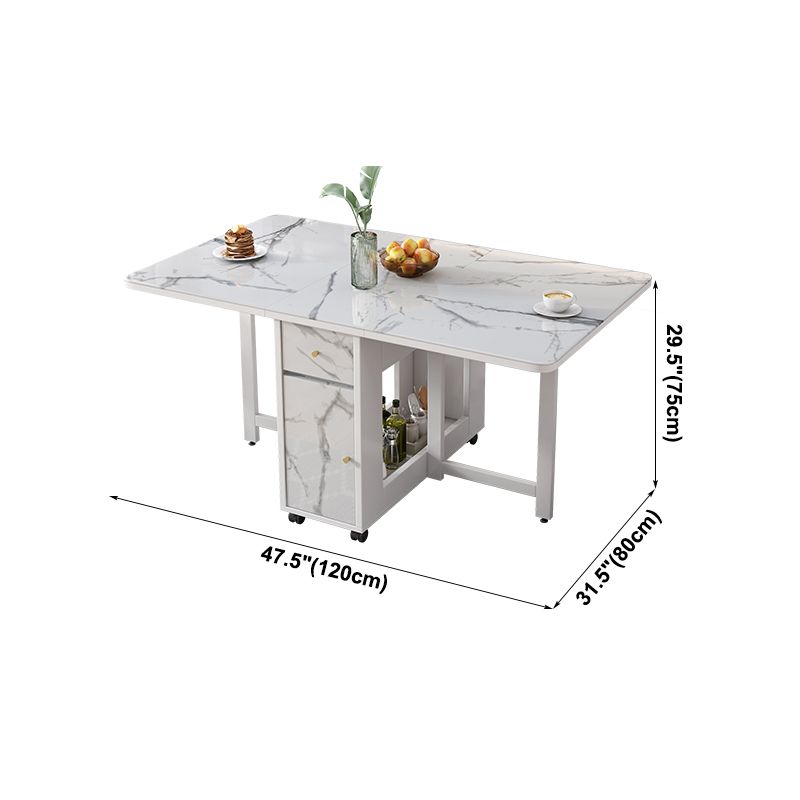 Modern White Dining Table Sintered Stone Drop-Leaf Dining Table for Home Use Clearhalo ' dining_table' 'Dining Tables & Seating' 'Dining Tables' 'furn' 'furn_dining_table' 'Furniture' 'furniture_dining_table' 'Kitchen & Dining Furniture' 'kitchen&dining_furn' 'kitchen' 'kitchen_dining_table' 1200x1200_dbff332d-2512-47a9-bbee-14444cda79d4