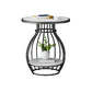 Modern Round Slate Top Side Table Steel Frame End Table with Shelf