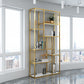 Gold Vertical Open Bookcase Glam Etagere Metal Book Shelf for Bedroom
