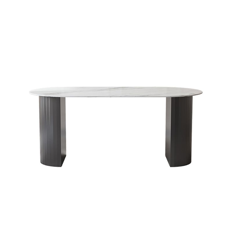 Modern Oval Dining Table White Sintered Stone Dining Table with Double Pedestal Base for Home Clearhalo ' dining_table' 'Dining Tables & Seating' 'Dining Tables' 'furn' 'furn_dining_table' 'Furniture' 'furniture_dining_table' 'Kitchen & Dining Furniture' 'kitchen&dining_furn' 'kitchen' 'kitchen_dining_table' 1200x1200_dc029439-6198-4c35-b525-fde00a3ab6c2