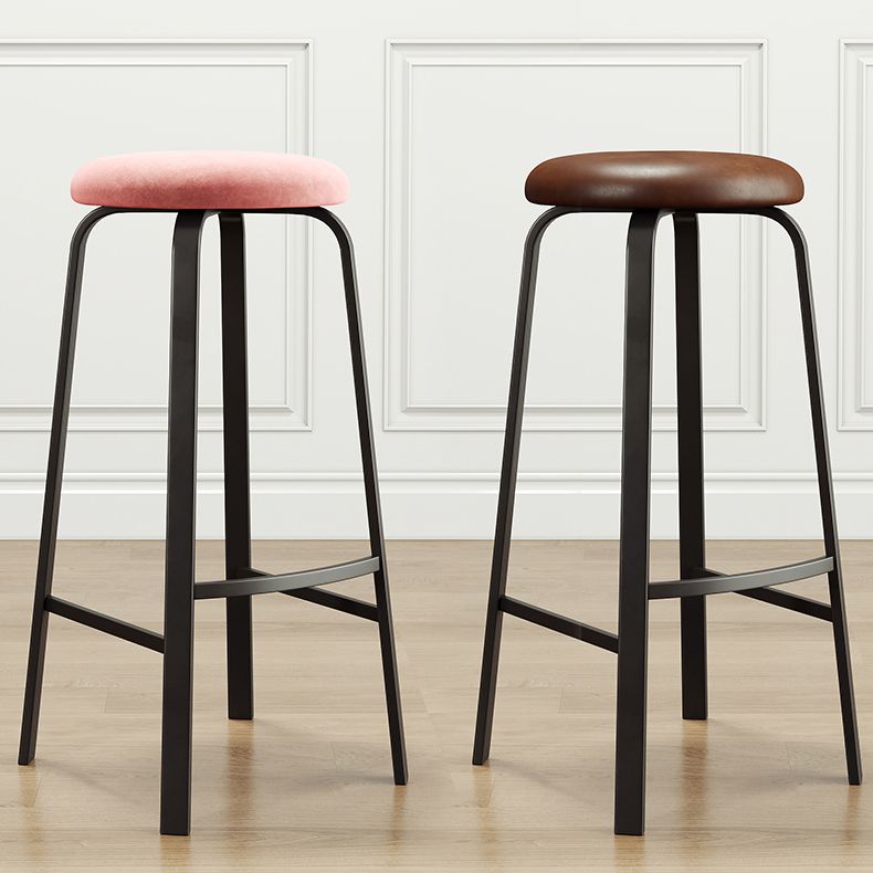 Contemporary Matte Finish Upholstered Stool Footrest Iron Bar Stool Clearhalo 'Bar Furniture' 'Bar Stools' 'bar_stools' 'furn' 'furn_bar_stools' 'Furniture' 'furniture_bar_stools' 'Kitchen & Dining Furniture' 1200x1200_dc050cc9-1d91-4634-b639-cd7462b3259a