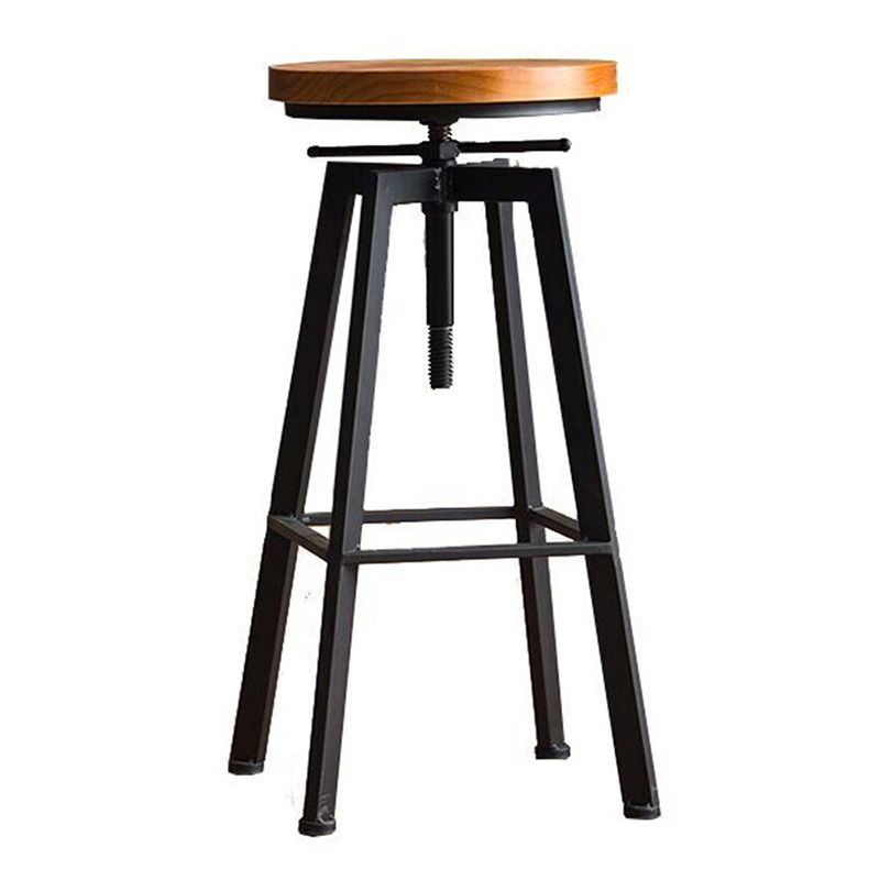 Industrial Leather Wood Counter Bar Stool Armless Adjustable Height Stool Clearhalo 'Bar Furniture' 'Bar Stools' 'bar_stools' 'furn' 'furn_bar_stools' 'furniture_bar_stools' 'Kitchen & Dining Furniture' 'kitchen&dining_furn' 'kitchen' 'kitchen_furn' Furniture' 1200x1200_dc06a71d-b5a2-4c24-939f-204f9bf0af15