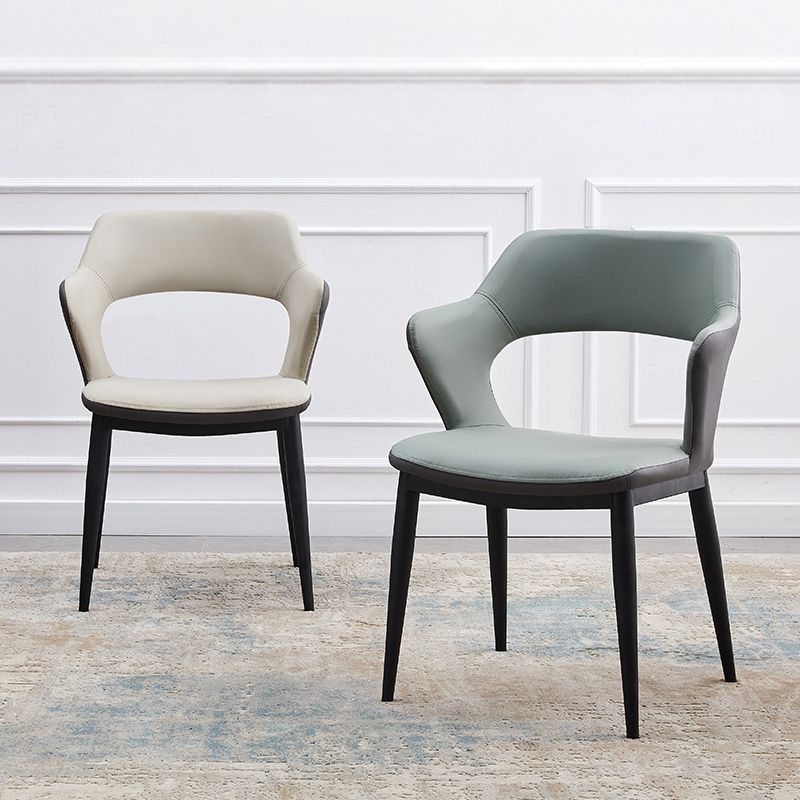 Dining Room Leather Dining Chair Contemporary Open Back Dining Arm Chair Clearhalo ' kitchen&dining_furn' 'Dining Chairs' 'Dining Tables & Seating' 'dining_chair' 'furn' 'furn_dining_chair' 'Furniture' 'furniture_dining_chair' 'Kitchen & Dining Furniture' 'kitchen' 1200x1200_dc079435-3af3-4ab0-91c8-740cf391bd02