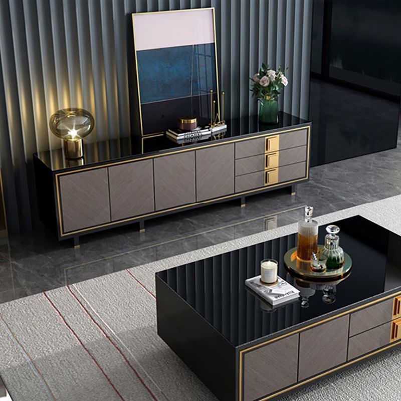 23.62 "H TVスタンドグラムスタイルの囲まれたストレージテレビコンソール3つの引き出し付き