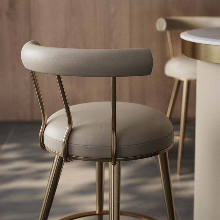 Glam Style Low Back Round Upholstered Bar Stool with Metal Legs Clearhalo 'Bar Furniture' 'Bar Stools' 'bar_stools' 'furn' 'furn_bar_stools' 'Furniture' 'Kitchen & Dining Furniture' 1200x1200_dc0bf57f-5839-443e-b482-a94481a907bd