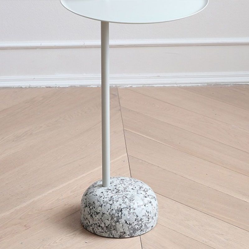 Round Metal Table and Stone Pedestal Base Base Medieval Modern Style Side Table