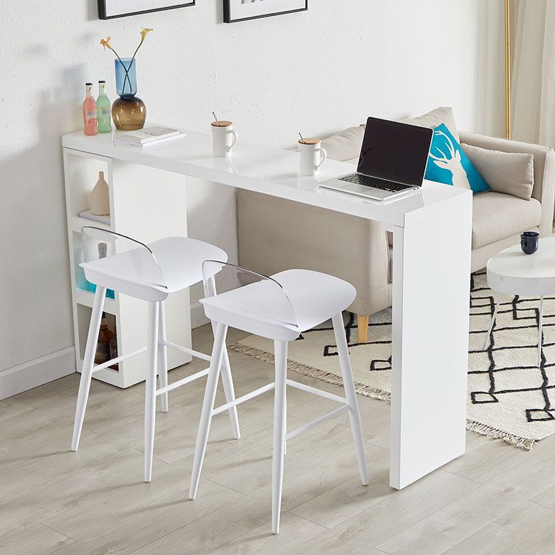 Contemporary Bar Dining Table Rectangle Wood Bar Table with Shelves in White Clearhalo 'Bar Furniture' 'Bar Tables' 'bar_tables' 'furn' 'furn_bar_tables' 'Furniture' 'furniture_bar_tables' 'Kitchen & Dining Furniture' 'kitchen&dining_furn' 'kitchen' 1200x1200_dc0d2bb5-3d42-4586-9c07-f6696f15be20