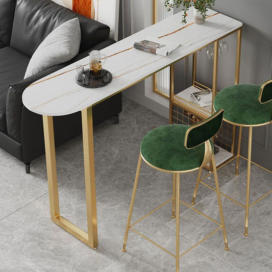 Stone Top Cocktail Bar Table 42-inch Height Metal Base Bar Height Storage Table Clearhalo 'Bar Furniture' 'Bar Tables' 'bar_tables' 'furn' 'furn_bar_tables' 'Furniture' 'furniture_bar_tables' 'Kitchen & Dining Furniture' 'kitchen&dining_furn' 'kitchen' 1200x1200_dc0e40a4-0f1c-42bf-af75-7ad41966b8dc