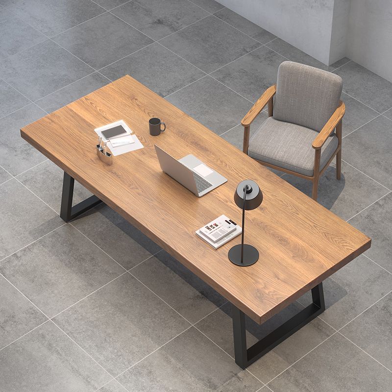 Rectangle Industrial Dining Table Wood Color Fixed Table with Pinewood Solid Wood Clearhalo ' dining_table' 'Dining Tables & Seating' 'Dining Tables' 'furn' 'furn_dining_table' 'Furniture' 'furniture_dining_table' 'Kitchen & Dining Furniture' 'kitchen&dining_furn' 'kitchen' 'kitchen_dining_table' 1200x1200_dc0ea394-950c-4a13-843d-a2973c53a8b5