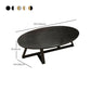 Glam ovale leistenen salontafel, 47 cm hoge cocktailtafel met ijzeren kruispoten