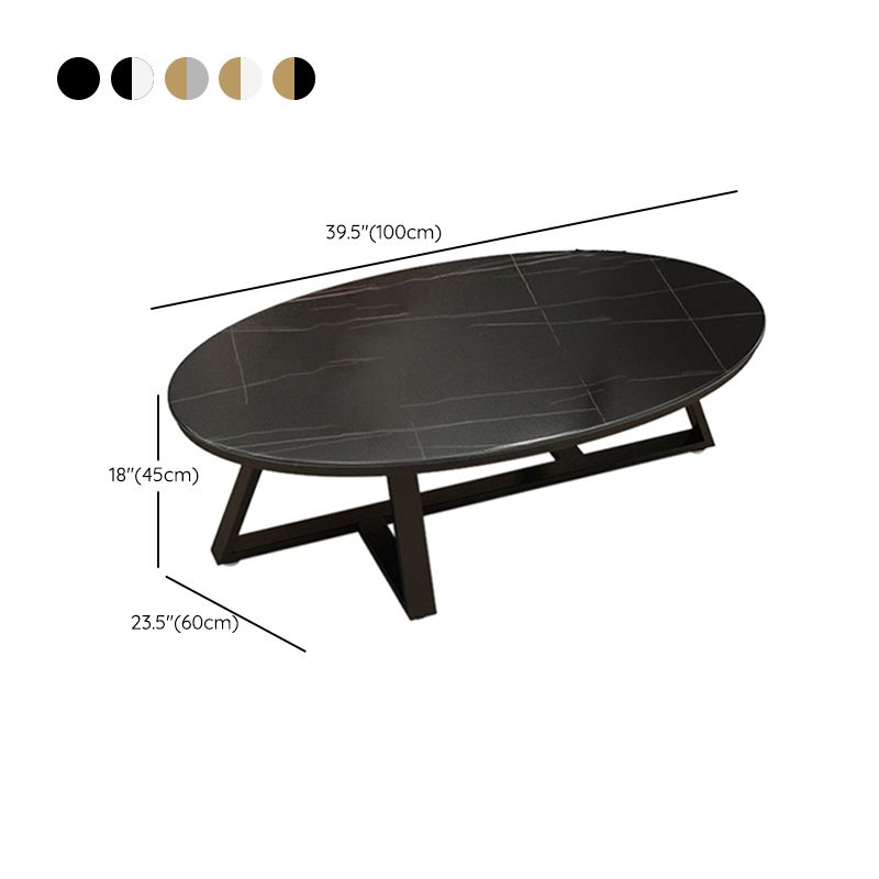 Glam ovale leistenen salontafel, 47 cm hoge cocktailtafel met ijzeren kruispoten