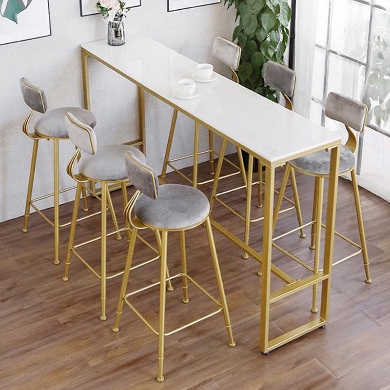 Glam Pub Height Dining Table Stone and White Bar Table for Living Room Clearhalo 'Bar Furniture' 'Bar Tables' 'bar_tables' 'furn' 'furn_bar_tables' 'Furniture' 'Kitchen & Dining Furniture' 1200x1200_dc0f8a51-0002-43fc-9bcb-5bd8990f2c30
