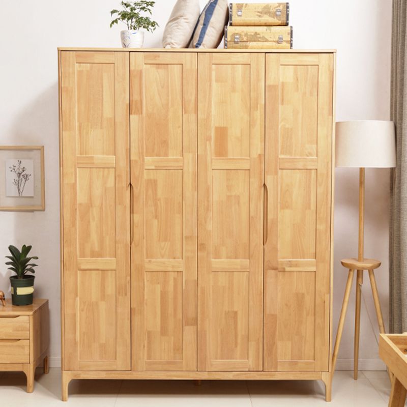 Rubber Wood Wardrobe Cabinet Contemporary Closet Back Hinged Wardrobe