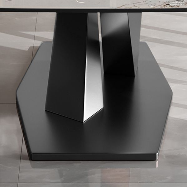 Glam Sintered Stone Rectangle Dining Table Kitchen Standard Dining Table with Pedestal Base Clearhalo ' dining_table' 'Dining Tables & Seating' 'Dining Tables' 'furn' 'furn_dining_table' 'Furniture' 'furniture_dining_table' 'Kitchen & Dining Furniture' 'kitchen&dining_furn' 'kitchen' 'kitchen_dining_table' 1200x1200_dc111abe-e142-42ca-bacd-a8faa6faeb98