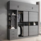 Asta di guardaroba in legno di colore grigio incluso armadio guardaroba con porta scorrevole