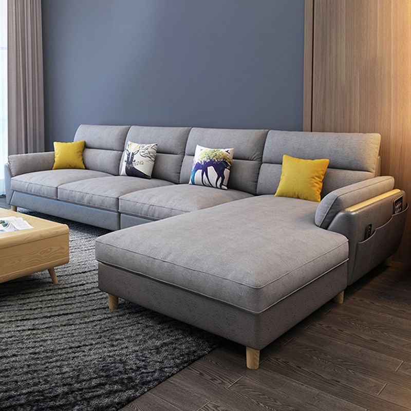 Linnen slipcovered sectional flard arm sectional met opslag