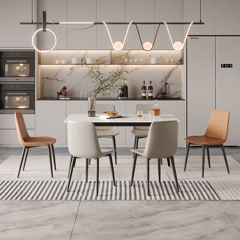 Modern Rectangle Dining Table for Home White Dinette Table with 4 Legs Clearhalo 'Dining Tables & Seating' 'Dining Tables' 'dining_table' 'furn' 'furn_dining_table' 'Furniture' 'Kitchen & Dining Furniture' 1200x1200_dc12349c-f016-4de4-a08d-d8bf43da8155