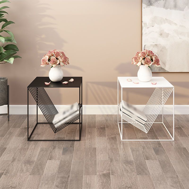 19.6" Tall Square Side Table Frame Ironcraft End Table with Magazine Holder Clearhalo 'Coffee & Accent Tables' 'End & Side Tables' 'end_side_tables' 'furn' 'furn_end_side_tables' 'Furniture' 'Living Room Furniture' 1200x1200_dc128088-e861-4ccc-ba15-caac3295cbf6