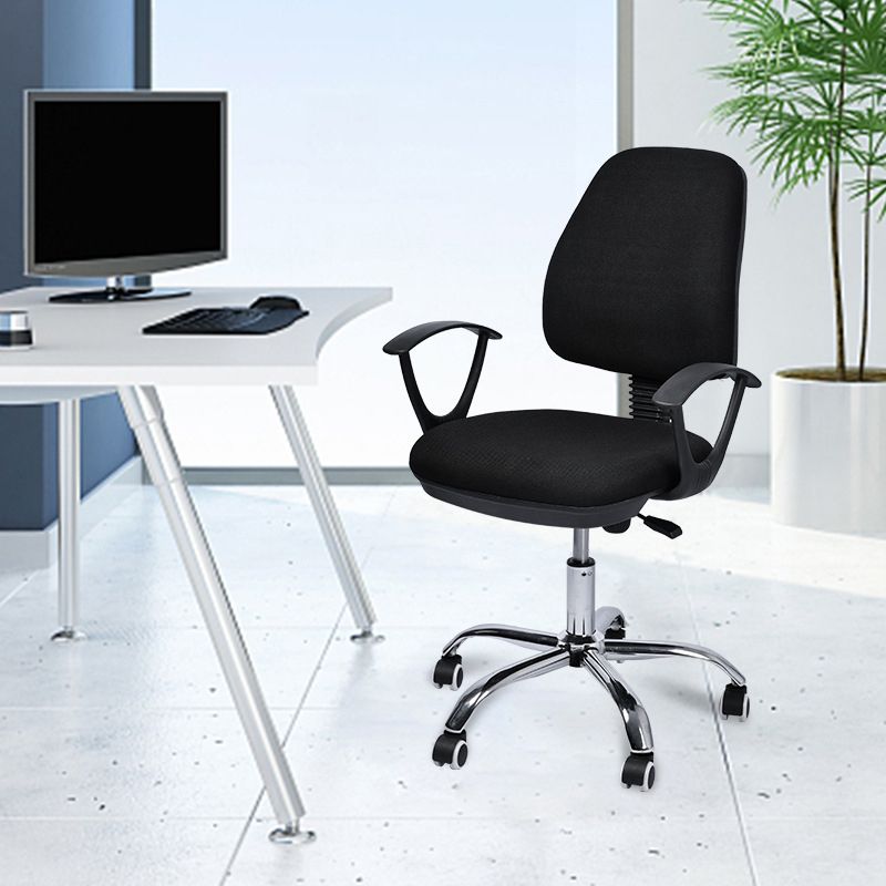 Contemporary Arm Chair Adjustable Seat Height Fixed Arms Black Office Chair Clearhalo 'furn' 'furn_office_chair' 'Furniture' 'Office Chairs' 'Office Furniture' 'office_chair' 1200x1200_dc1298ce-5776-43d4-a50c-be731e8eeade