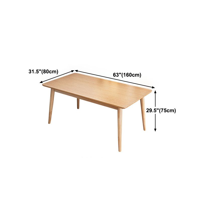 Rectangle Dining Site Table Rubberwood Solid Wood Furniture with 4 Legs