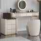Metal Luxurious Dressing Table in Beige 5 Wood Storage Drawers Vanity Clearhalo 'Bedroom Furniture' 'furn' 'furn_makeup_vanities' 'Furniture' 'Makeup Vanities' 'makeup_vanities' 1200x1200_dc15332c-23c9-4095-b2dc-0b8a04b0b957